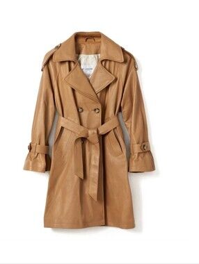 La  Canadienne Lambskin Leather Trench Coat NWT Biscotti